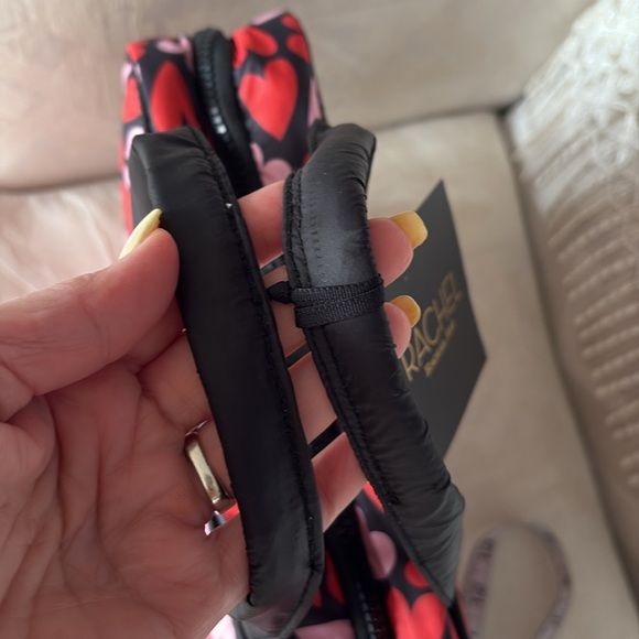 NWT Rachel Roy Red Pink Heart Pattern hanging valet cosmetic travel case Bag zip - Picture 12 of 12